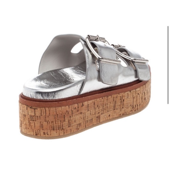 NWT J/SLIDES BELINDA Silver Leather Sandal - Picture 3 of 14
